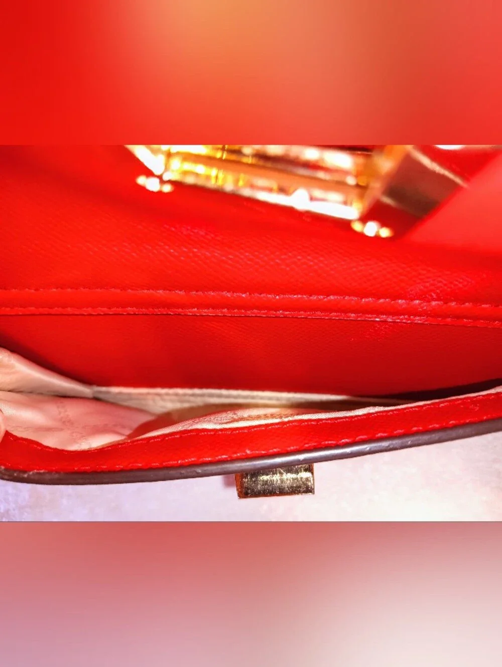 Michael Kors Red Leather Gold Chain Shoulder Bag